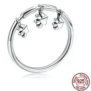NWOT Paw Print Ring 925 Silver Size 8